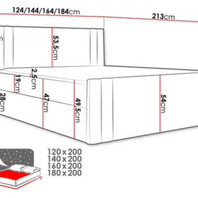 Boxspringová posteľ CELESTA - 160x200, šedá + topper ZDARMA