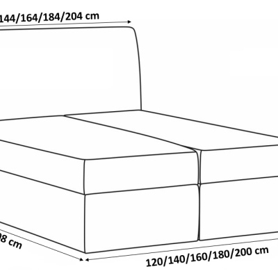 Čalúnená manželská posteľ Salsabel 180x200, čierna eko koža + TOPPER