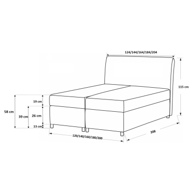 Dizajnová čalúnená posteľ Fiza s úložným priestororm modrá 180 x 200 + topper zdarma