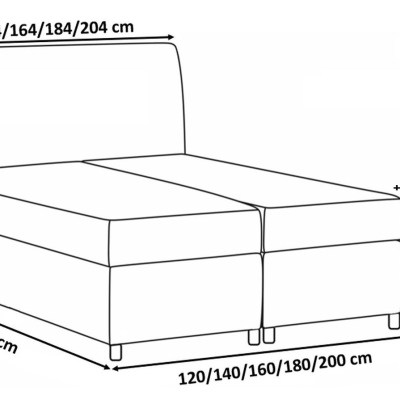 Boxspringová posteľ BESSIE - 120x200, šedá + topper ZDARMA