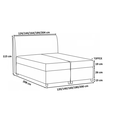 Boxspringová posteľ BESSIE - 120x200, šedá + topper ZDARMA