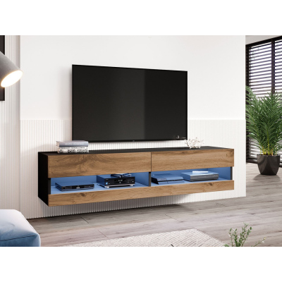 TV stolík 180 cm ASHTON 1 - čierny / dub wotan