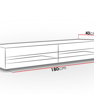 TV stolík s LED bielym osvetlením 180 cm ASHTON 1 - čierny / dub wotan