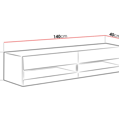 TV stolík s LED bielym osvetlením 140 cm ASHTON 1 - čierny / dub wotan