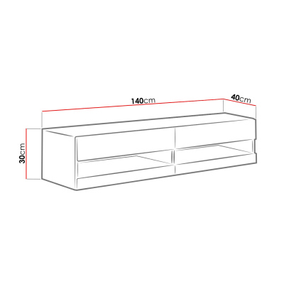 TV stolík s LED bielym osvetlením 140 cm ASHTON 1 - čierny / dub wotan