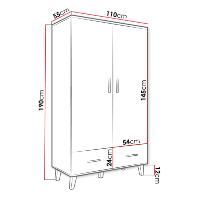 Šatníková skriňa 110 cm COLINA - dub sonoma / biela