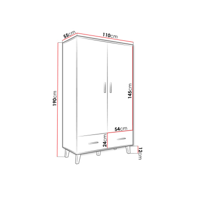 Šatníková skriňa 110 cm COLINA - dub sonoma / biela