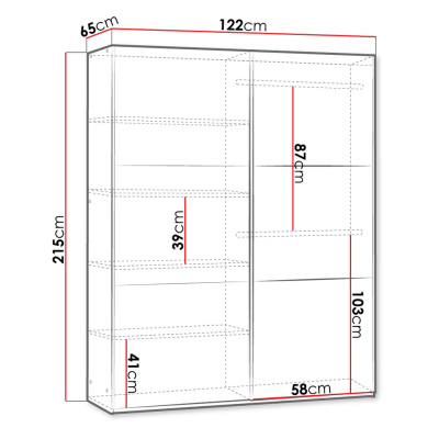 Šatníková skriňa 122 cm s posuvnými dverami a zrkadlom MATAS - biela