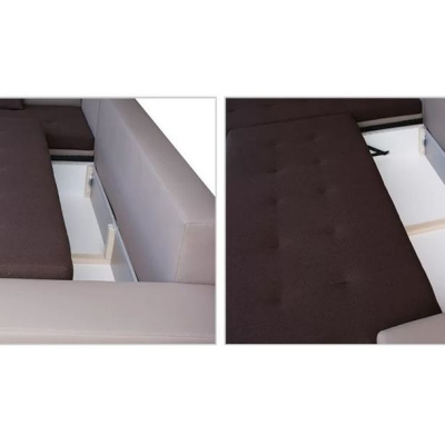 Rozkladacia rohová sedacia súprava EPLATO - biela ekokoža / čierna, ľavý roh