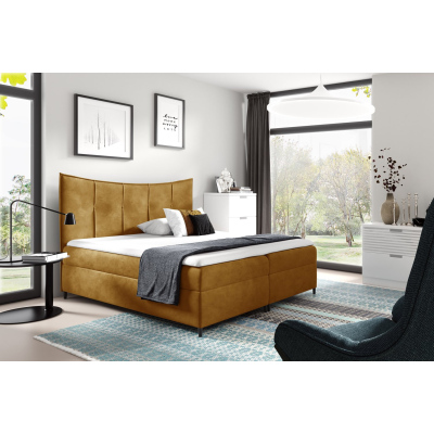 Boxspringová posteľ IRINI - 180x200, žltá + topper ZDARMA