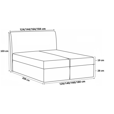 Čalúnená posteľ s prešívaným čelom AKIM - 120x200, žltá + topper ZDARMA