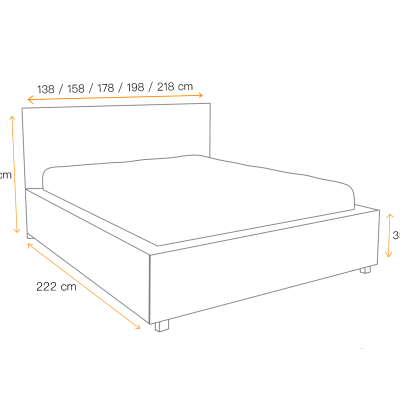 Manželská posteľ TIBOR - 200x200, šedá