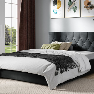 Manželská posteľ TIBOR - 160x200, čierna 