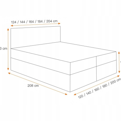 Posteľ boxspring TIBOR - 200x200, žltá + topper ZDARMA