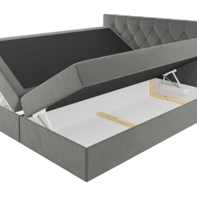 Posteľ boxspring TIBOR - 180x200, šedá + topper ZDARMA