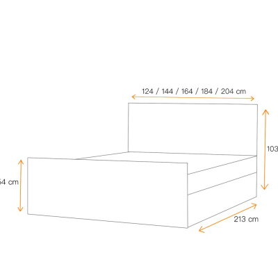 Čalúnená posteľ ZOE LUX - 140x200, čierna + topper ZDARMA
