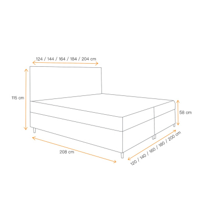 Boxspringová posteľ s úložným priestorom BRIGITA - 160x200, žltá + topper ZDARMA