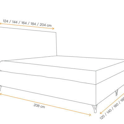 Boxspringová posteľ SHANNON - 180x200, červená + topper ZDARMA