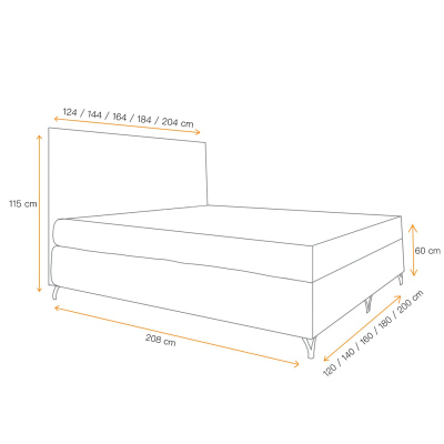 Boxspringová posteľ SHANNON - 180x200, červená + topper ZDARMA