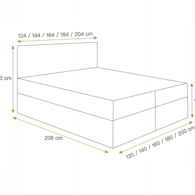 Boxspringová posteľ s prešívaným čelom EUGENA - 180x200, červená + topper ZDARMA