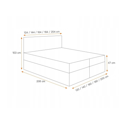 Boxspringová posteľ s prešívaným čelom EUGENA - 180x200, červená + topper ZDARMA