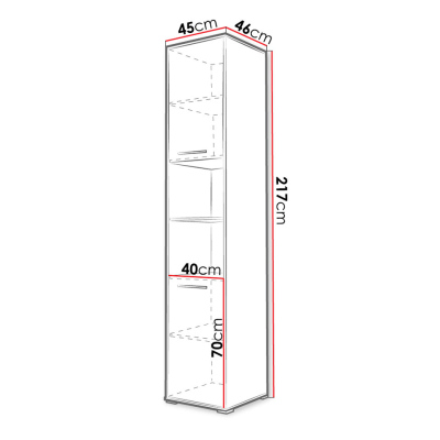 Vysoká skrinka CELENA 3 - šírka 45 cm, lesklá biela