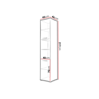 Vysoká skrinka CELENA 3 - šírka 45 cm, lesklá biela