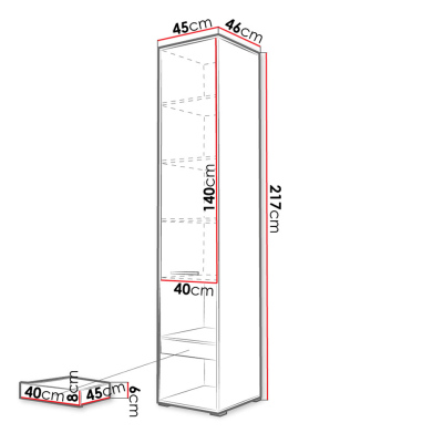 Vysoká skrinka CELENA 1 - šírka 45 cm, lesklá biela