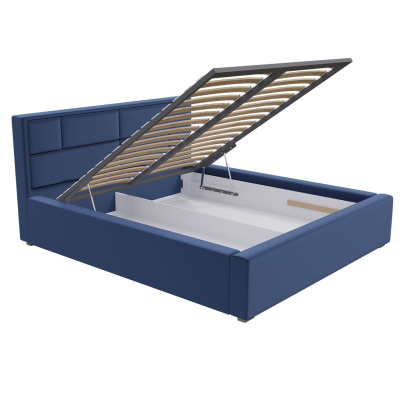 Jednolôžková posteľ s úložným priestorom a roštom 120x200 IVENDORF 2 - tmavá modrá