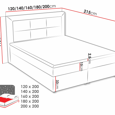 Boxspringová manželská posteľ s úložným priestorom 140x200 PALIGEN 1 - krémová + topper ZDARMA