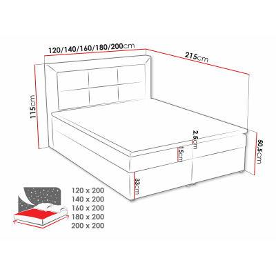 Boxspringová manželská posteľ s úložným priestorom 140x200 PALIGEN 1 - krémová + topper ZDARMA