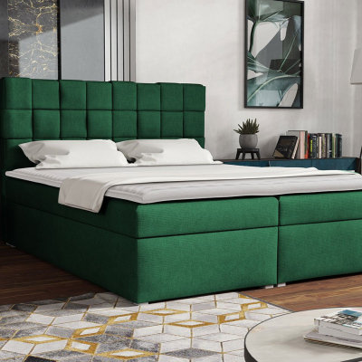 Kontinentálna manželská posteľ 180x200 WARNOW 1 - zelená + topper ZDARMA