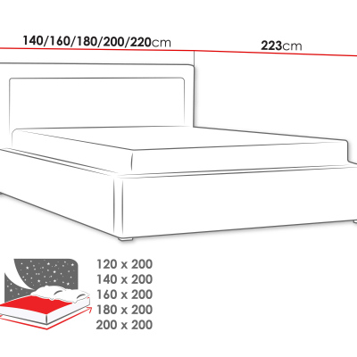 Manželská posteľ s roštom 160x200 PALIGEN 2 - tmavá modrá