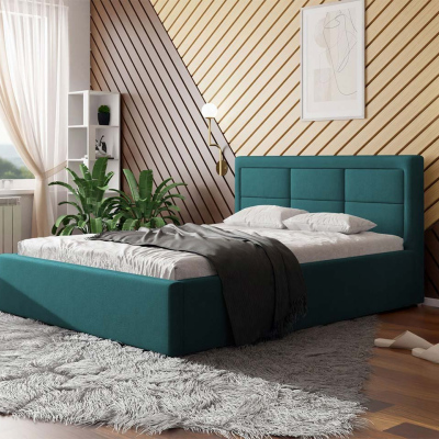 Manželská posteľ s úložným priestorom a roštom 140x200 PALIGEN 2 - modrá