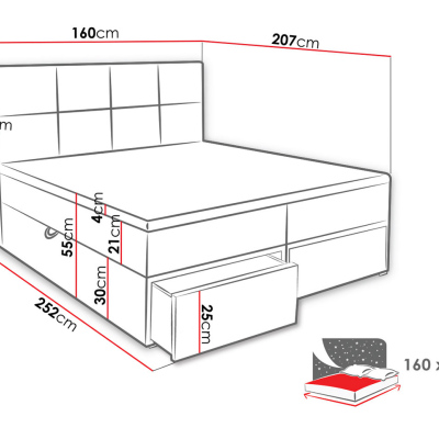 Manželská boxpringová posteľ 160x200 LUGAU - čierna ekokoža