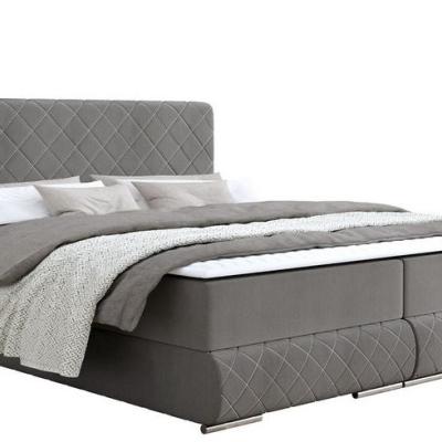 Manželská kontinentálna posteľ 140x200 VELEN - šedá + topper ZDARMA