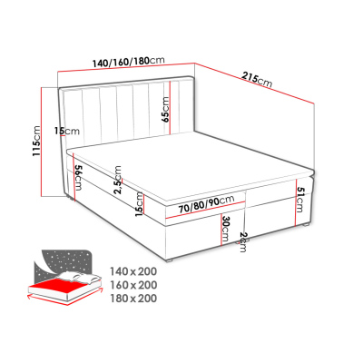 Kontinentálna manželská posteľ 180x200 TARNEWITZ 1 - zelená + topper ZDARMA