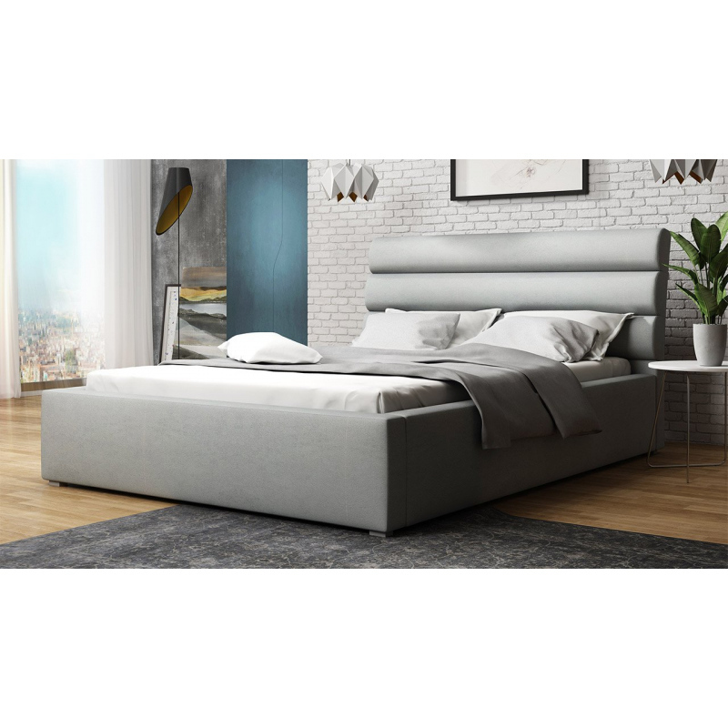 Manželská posteľ s úložným priestorom a roštom 160x200 BORZOW - svetlá šedá