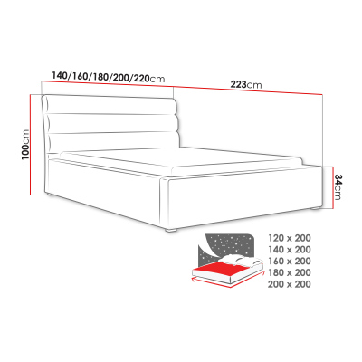 Manželská posteľ s úložným priestorom a roštom 160x200 BORZOW - šedá 2