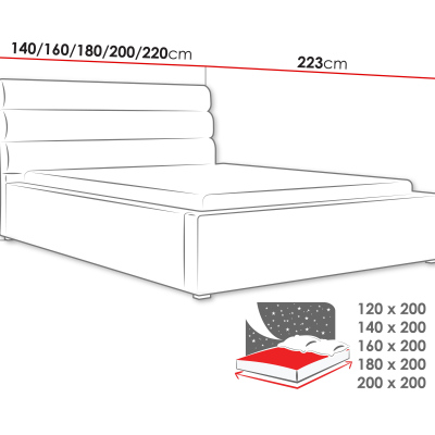 Manželská posteľ s úložným priestorom a roštom 160x200 BORZOW - svetlá šedá