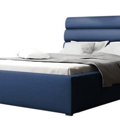 Manželská čalúnená posteľ s roštom 140x200 BORZOW - modrá