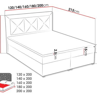 Manželská kontinentálna posteľ 160x200 GOSTORF 2 - krémová + topper ZDARMA