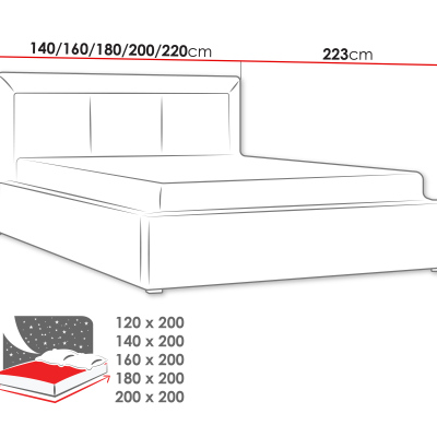 Manželská posteľ s roštom 140x200 GOSTORF 3 - hnedá