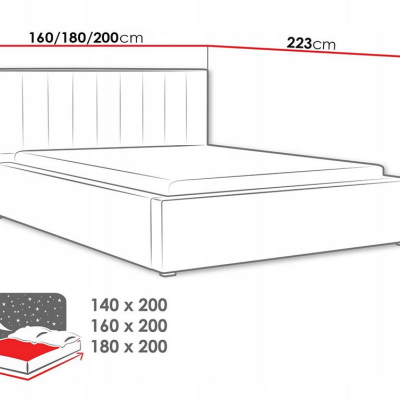 Manželská posteľ s úložným priestorom a roštom 180x200 TARNEWITZ 2 - krémová