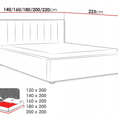 Manželská posteľ s úložným priestorom a roštom 140x200 TARNEWITZ 2 - svetlá šedá