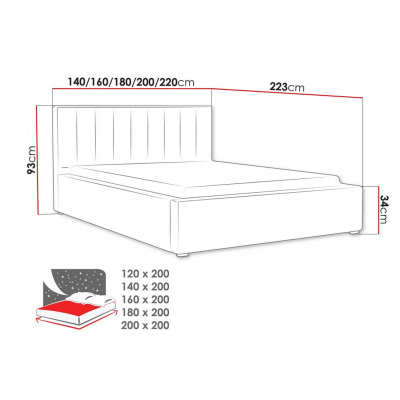 Manželská posteľ s úložným priestorom a roštom 140x200 TARNEWITZ 2 - béžová