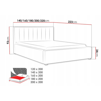 Jednolôžková posteľ s úložným priestorom a roštom 120x200 TARNEWITZ 2 - šedá 2