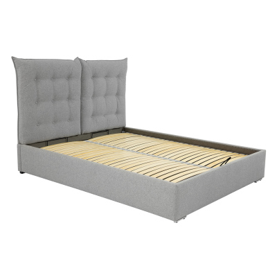 Čalúnená posteľ so sklápacím čelom a roštom 160x200 DASSOW - tmavá šedá