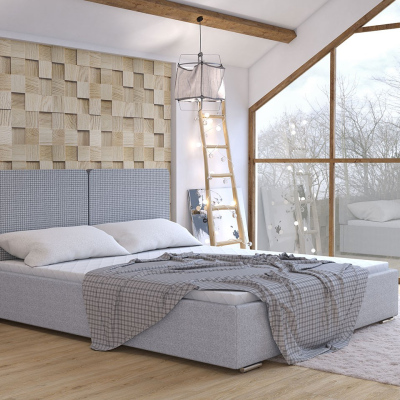 Čalúnená manželská posteľ s úložným priestorom 160x200 WILSTER - šedá
