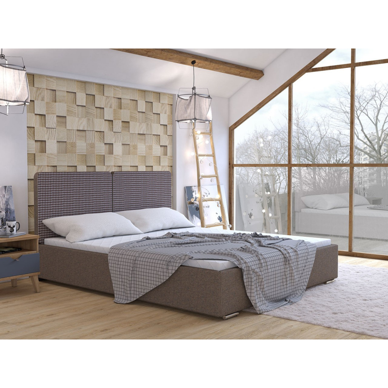 Čalúnená manželská posteľ s roštom 160x200 WILSTER - hnedá